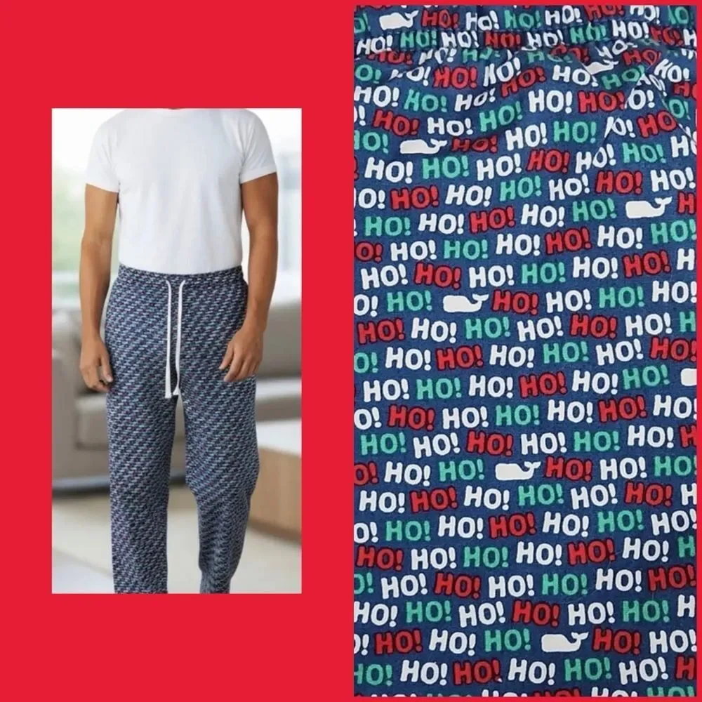 Vineyard Vines Men’s Blue Christmas Whale HOHOHO Xmas Pajama Lounge Pants